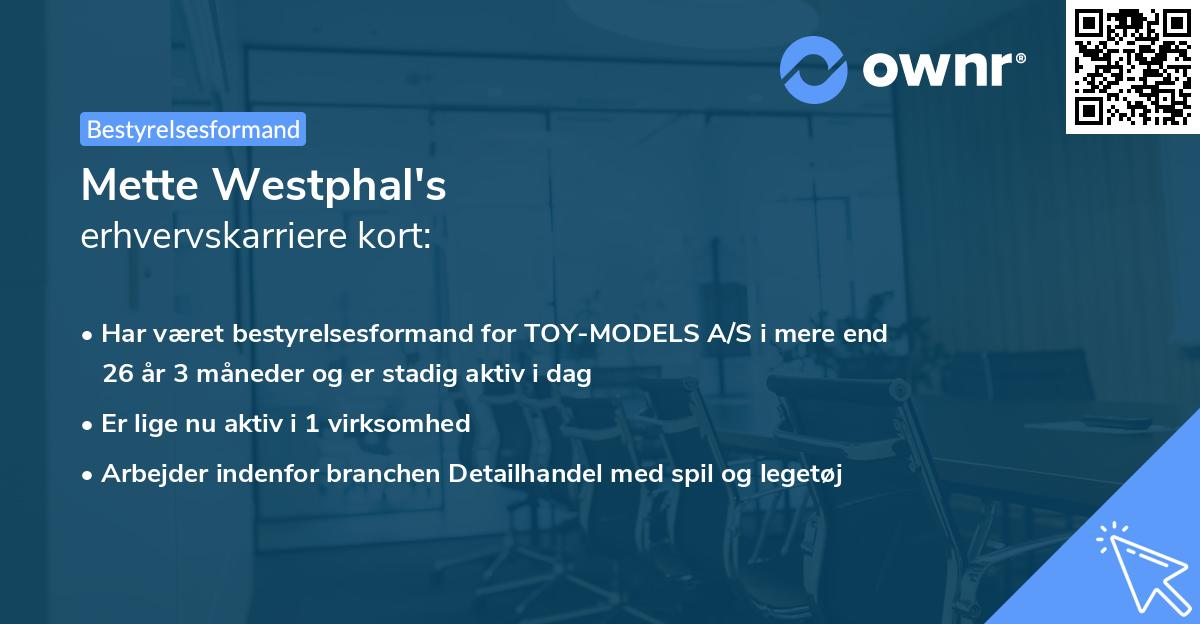Mette Westphal's erhvervskarriere kort