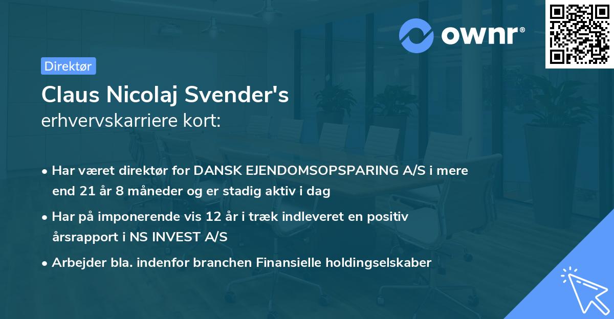 Claus Nicolaj Svender's erhvervskarriere kort