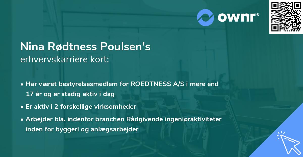 Nina Rødtness Poulsen's erhvervskarriere kort