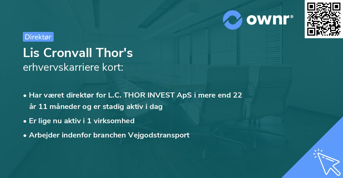 Lis Cronvall Thor's erhvervskarriere kort