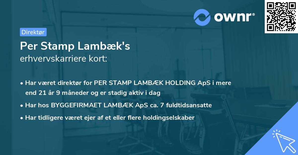 Per Stamp Lambæk's erhvervskarriere kort