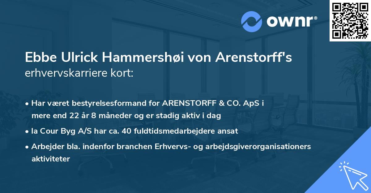 Ebbe Ulrick Hammershøi von Arenstorff's erhvervskarriere kort