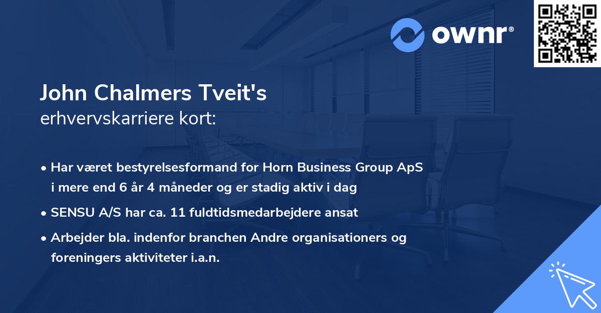 John Chalmers Tveit's erhvervskarriere kort