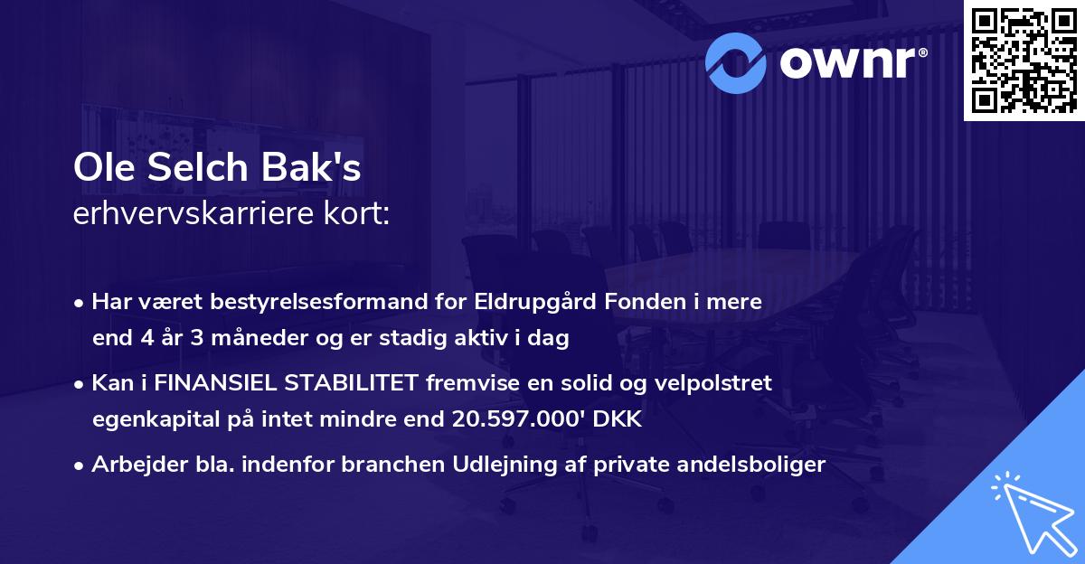 Ole Selch Bak's erhvervskarriere kort