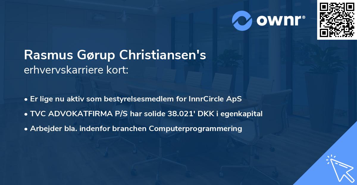 Rasmus Gørup Christiansen's erhvervskarriere kort