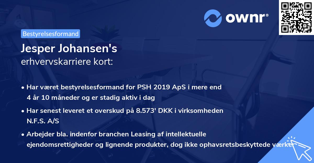Jesper Johansen's erhvervskarriere kort