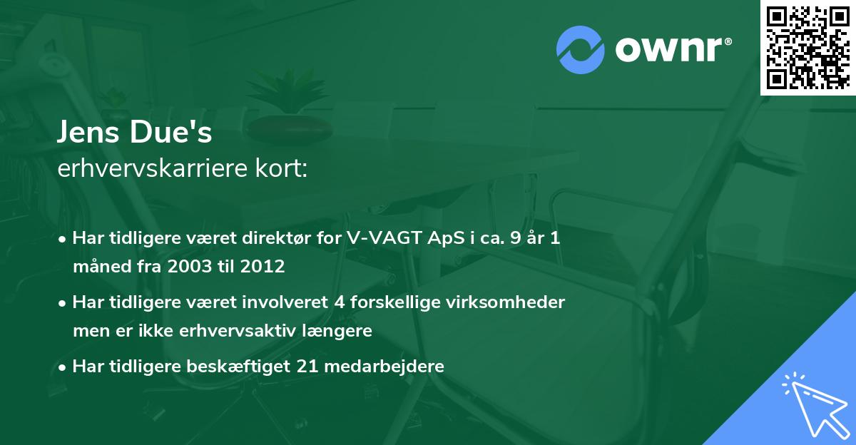 Jens Due's erhvervskarriere kort