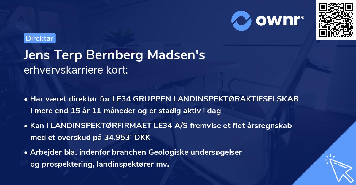 Jens Terp Bernberg Madsen's erhvervskarriere kort
