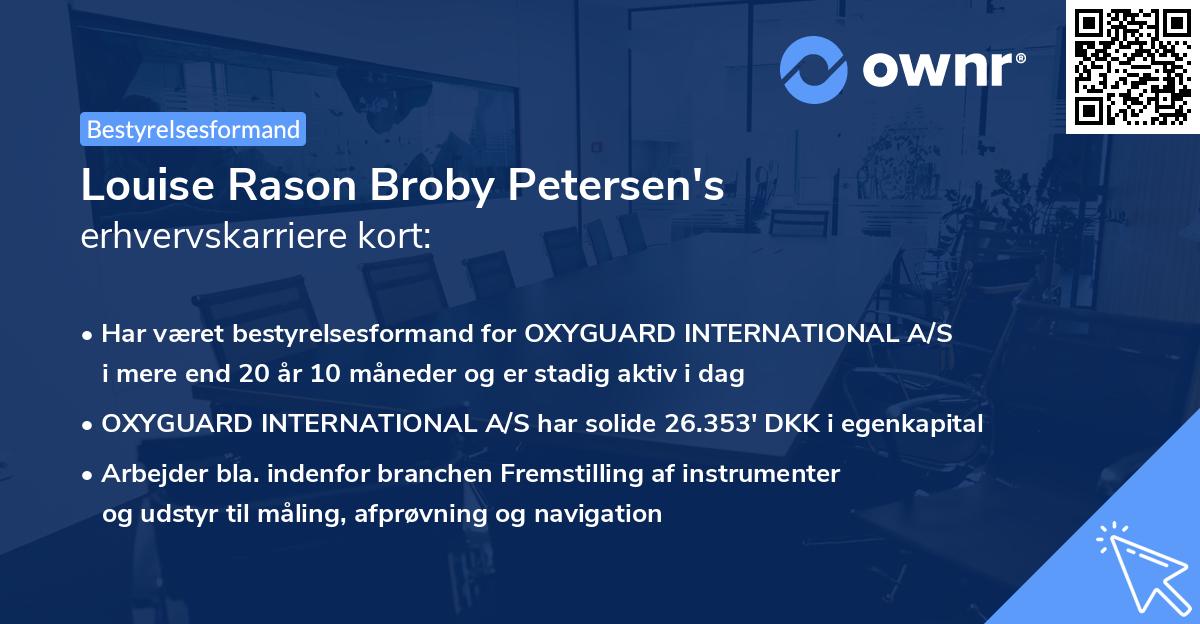Louise Rason Broby Petersen's erhvervskarriere kort