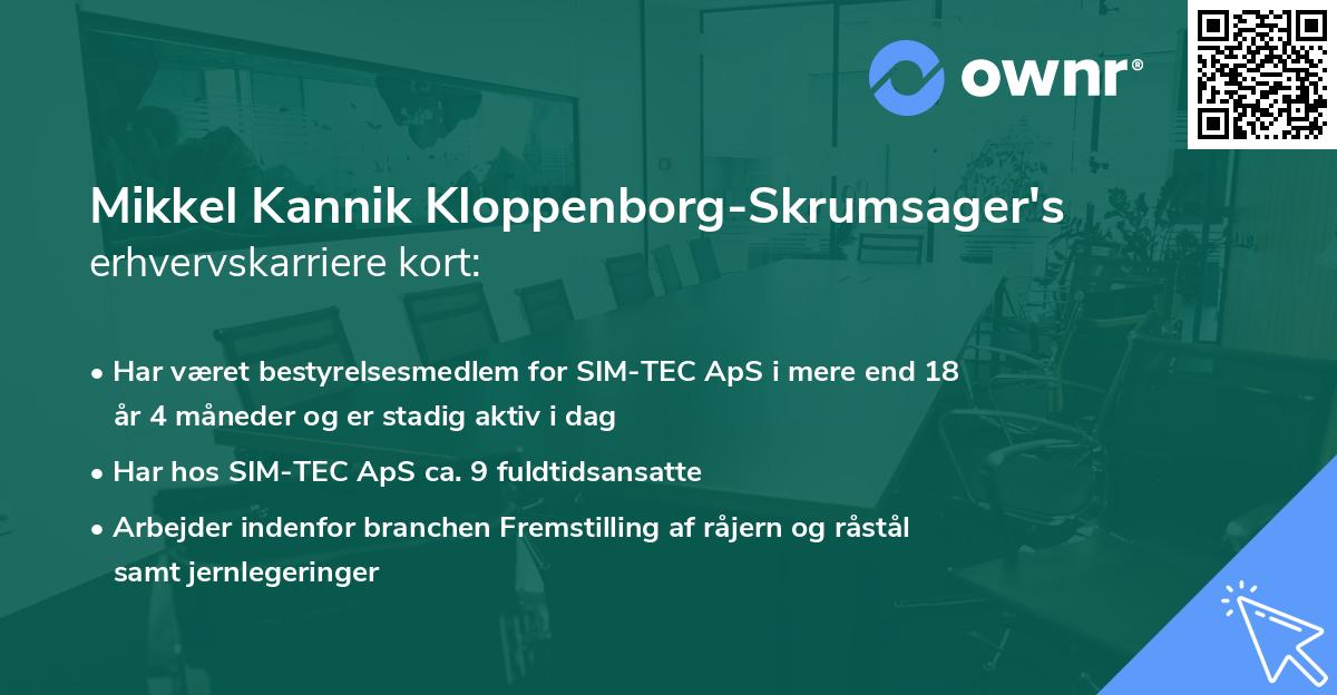 Mikkel Kannik Kloppenborg-Skrumsager's erhvervskarriere kort