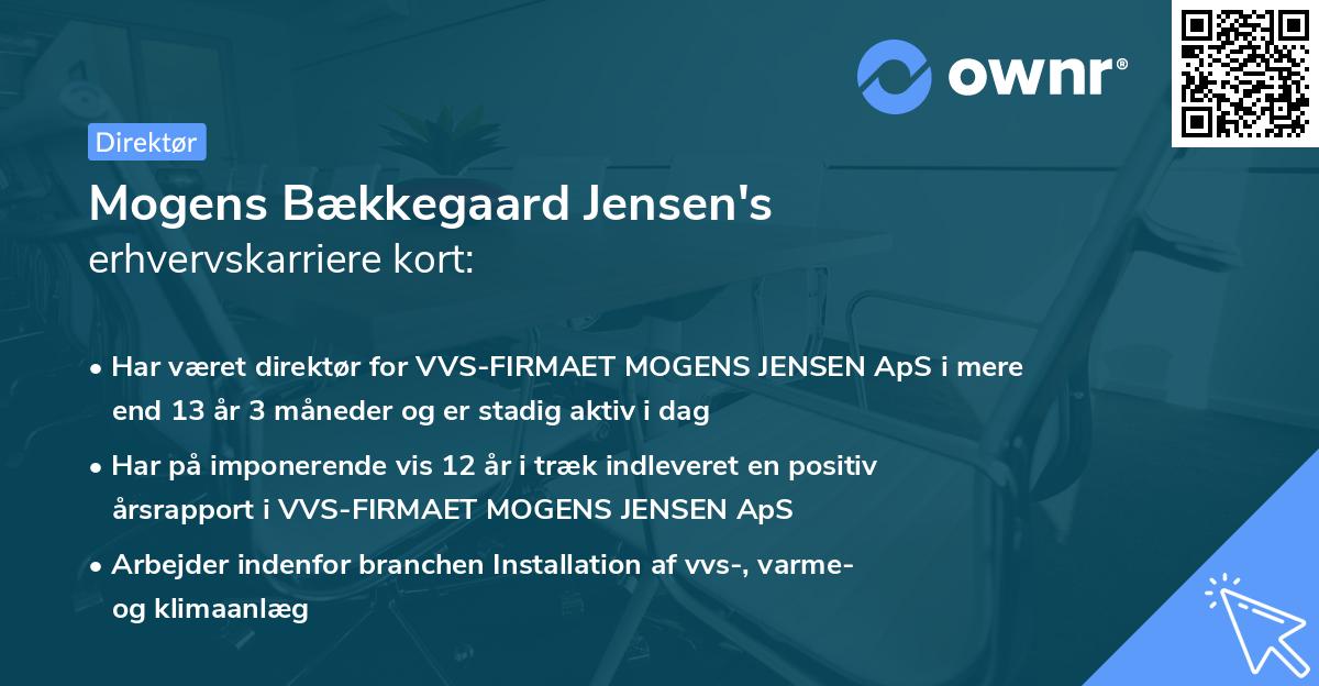 Mogens Bækkegaard Jensen's erhvervskarriere kort