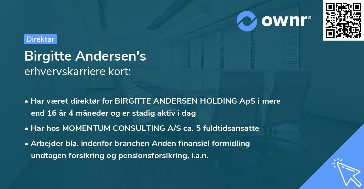 Birgitte Andersen's erhvervskarriere kort