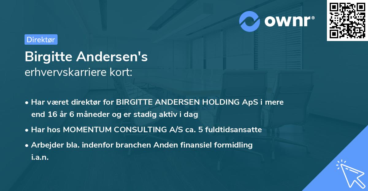 Birgitte Andersen's erhvervskarriere kort