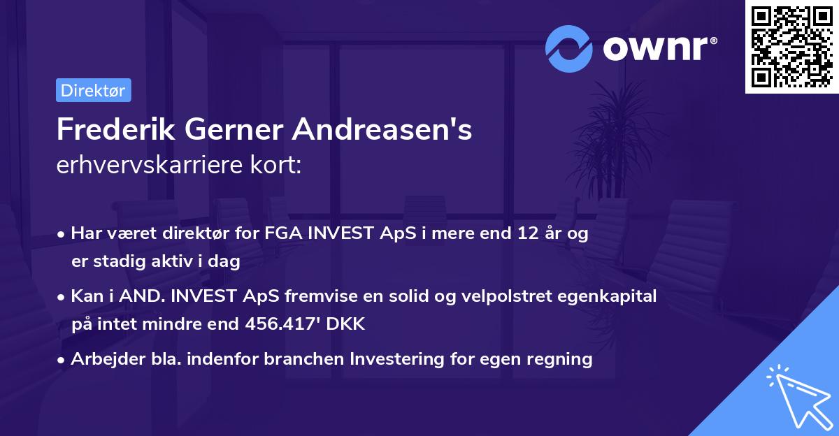 Frederik Gerner Andreasen's erhvervskarriere kort