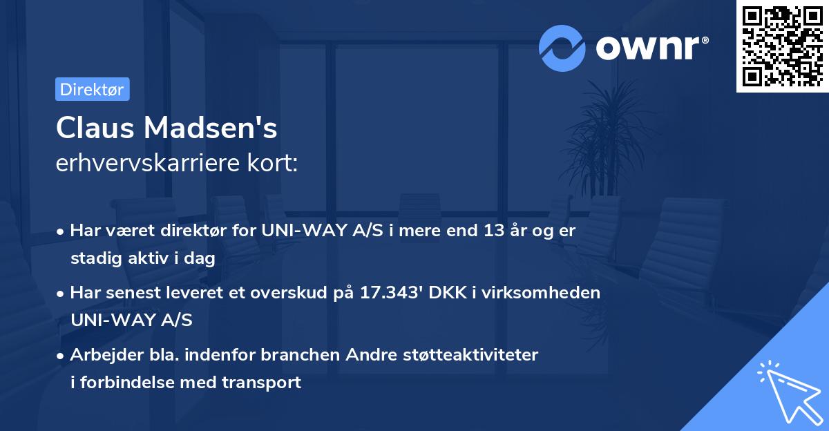 Claus Madsen's erhvervskarriere kort