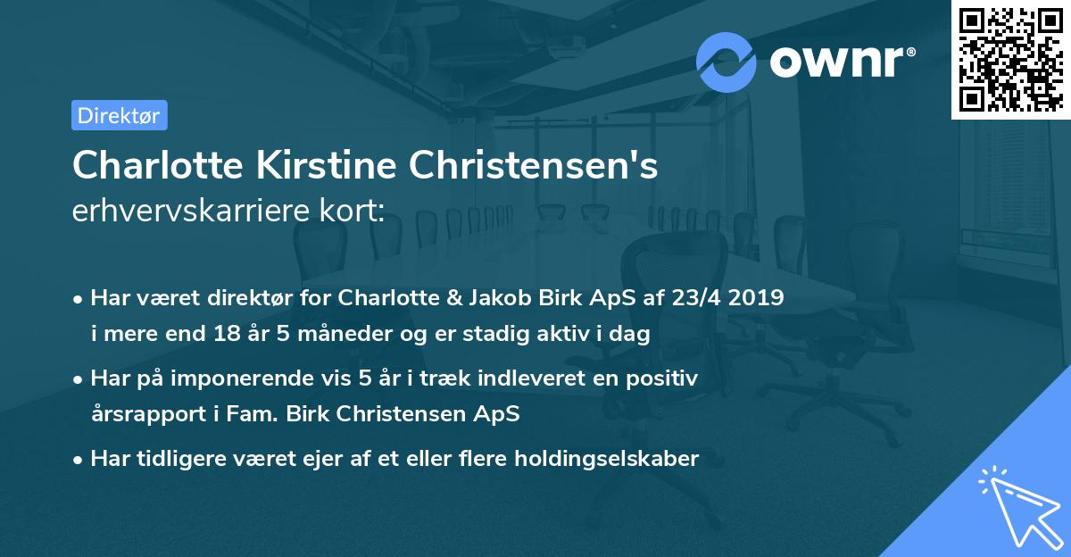 Charlotte Kirstine Christensen's erhvervskarriere kort