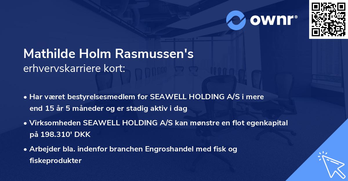 Mathilde Holm Rasmussen's erhvervskarriere kort