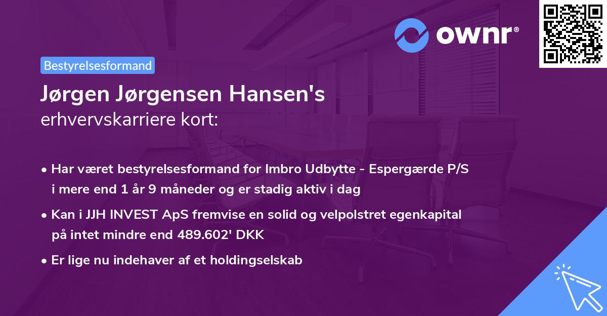 Jørgen Jørgensen Hansen's erhvervskarriere kort