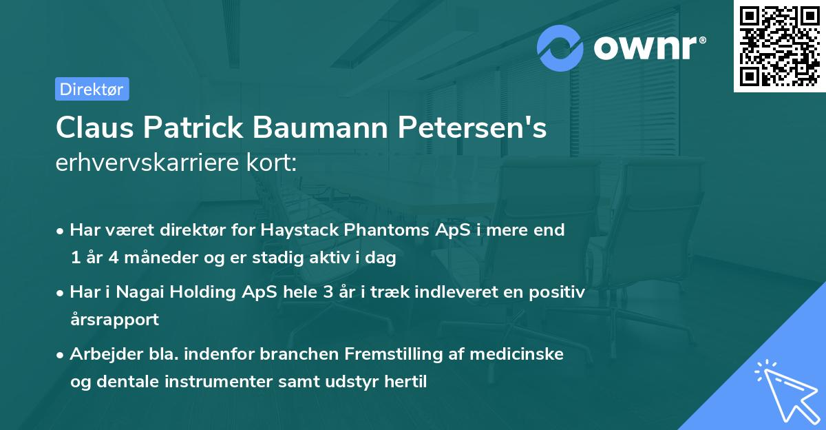 Claus Patrick Baumann Petersen's erhvervskarriere kort