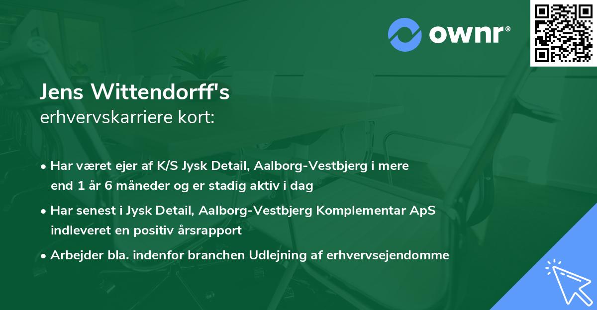 Jens Wittendorff's erhvervskarriere kort