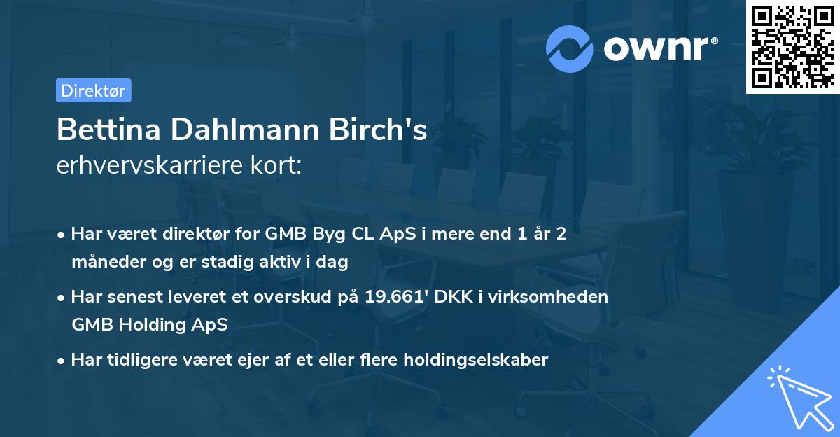 Bettina Dahlmann Birch's erhvervskarriere kort