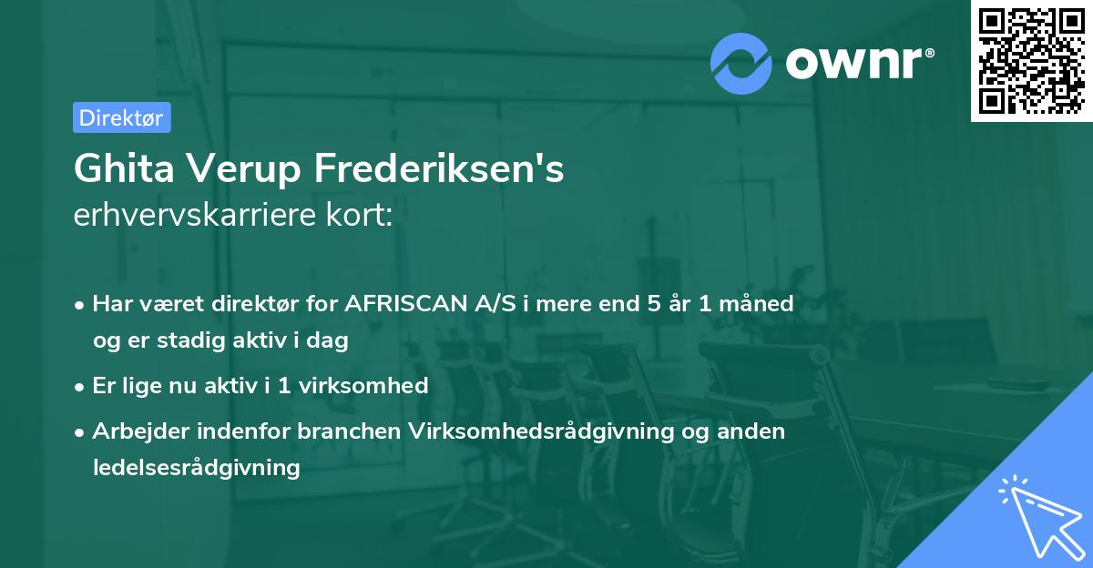 Ghita Verup Frederiksen's erhvervskarriere kort