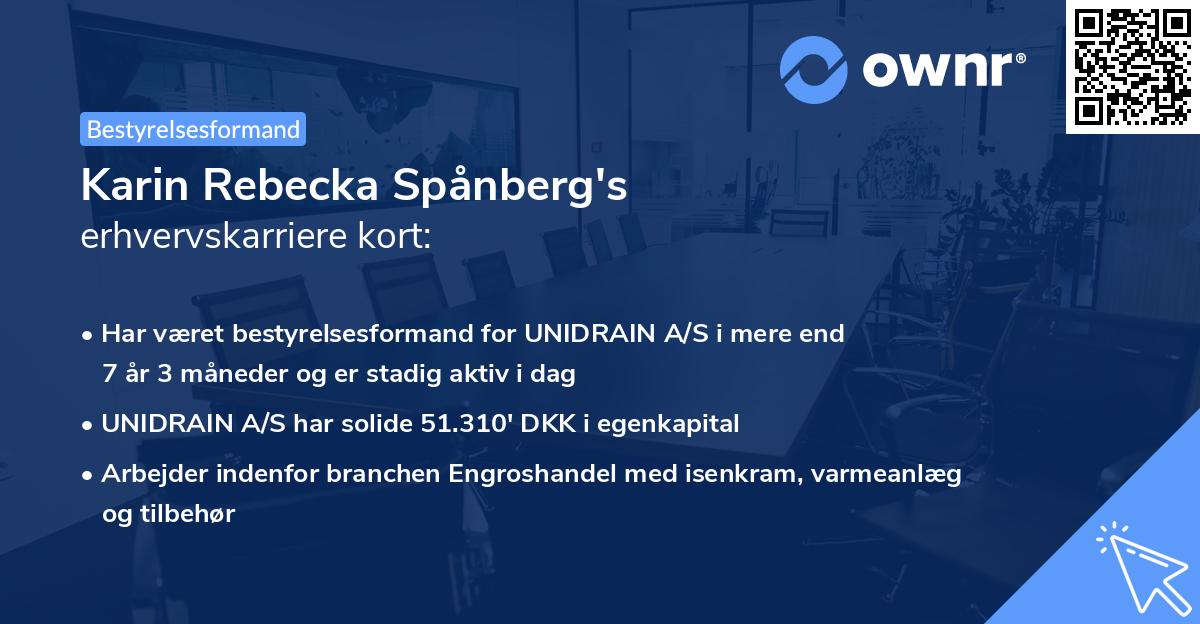 Karin Rebecka Spånberg's erhvervskarriere kort