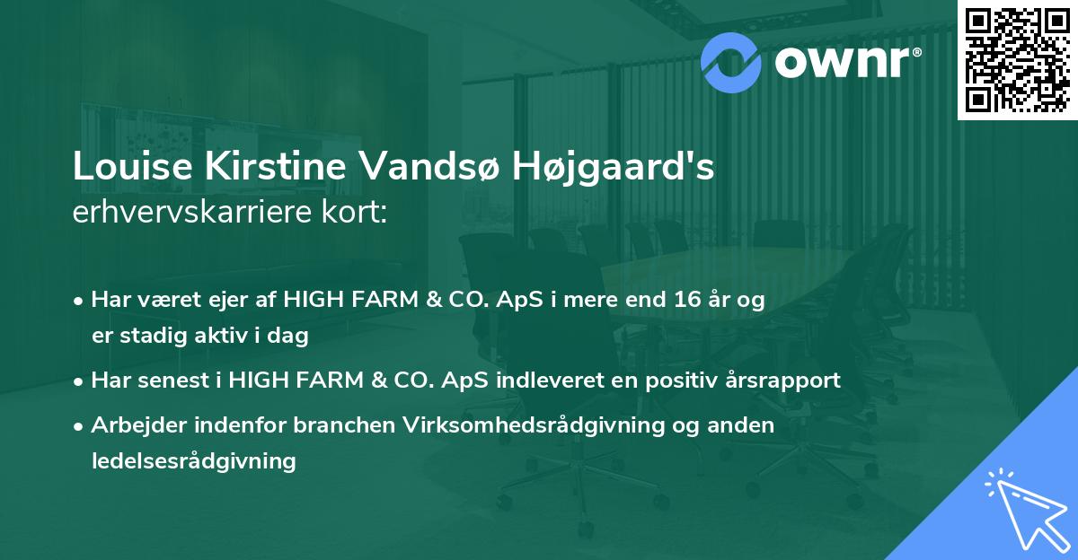 Louise Kirstine Vandsø Højgaard's erhvervskarriere kort