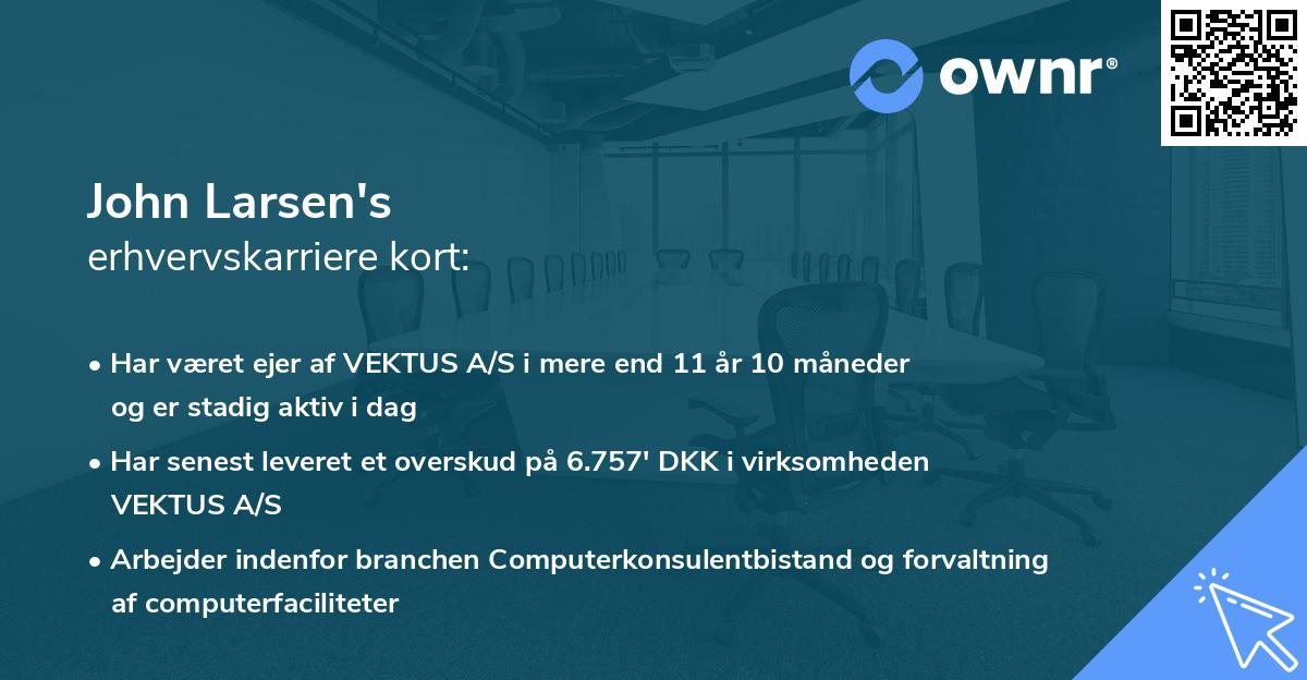 John Larsen's erhvervskarriere kort