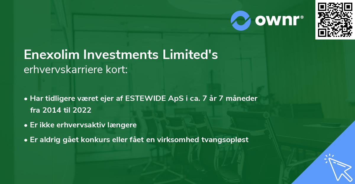 Enexolim Investments Limited's erhvervskarriere kort