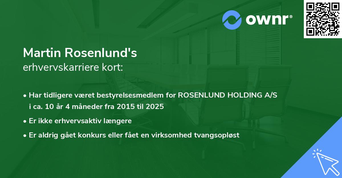 Martin Rosenlund's erhvervskarriere kort