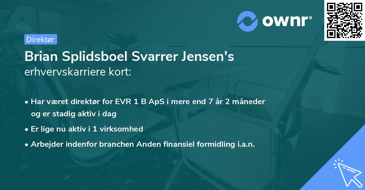 Brian Splidsboel Svarrer Jensen's erhvervskarriere kort