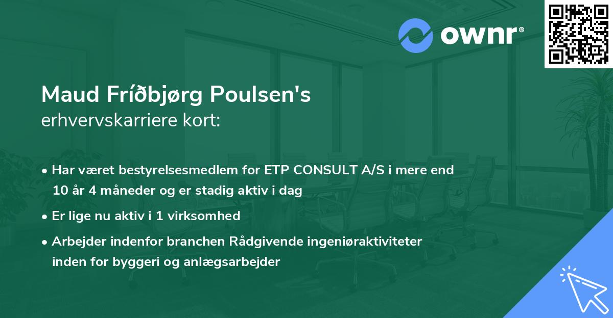 Maud Fríðbjørg Poulsen's erhvervskarriere kort
