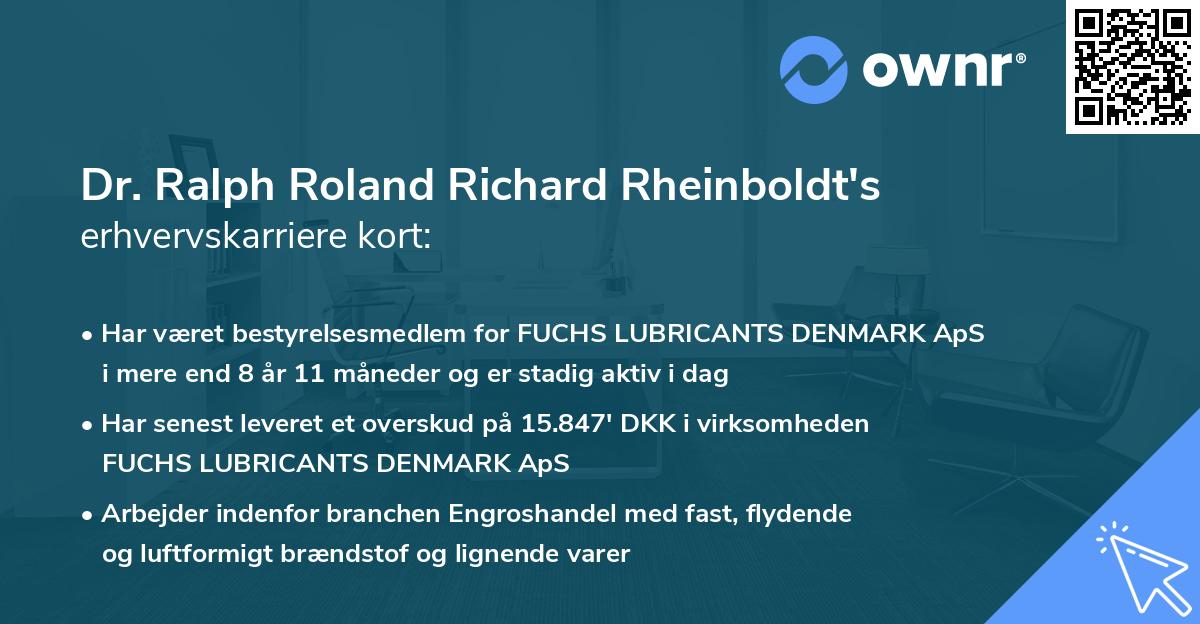 Dr. Ralph Roland Richard Rheinboldt's erhvervskarriere kort