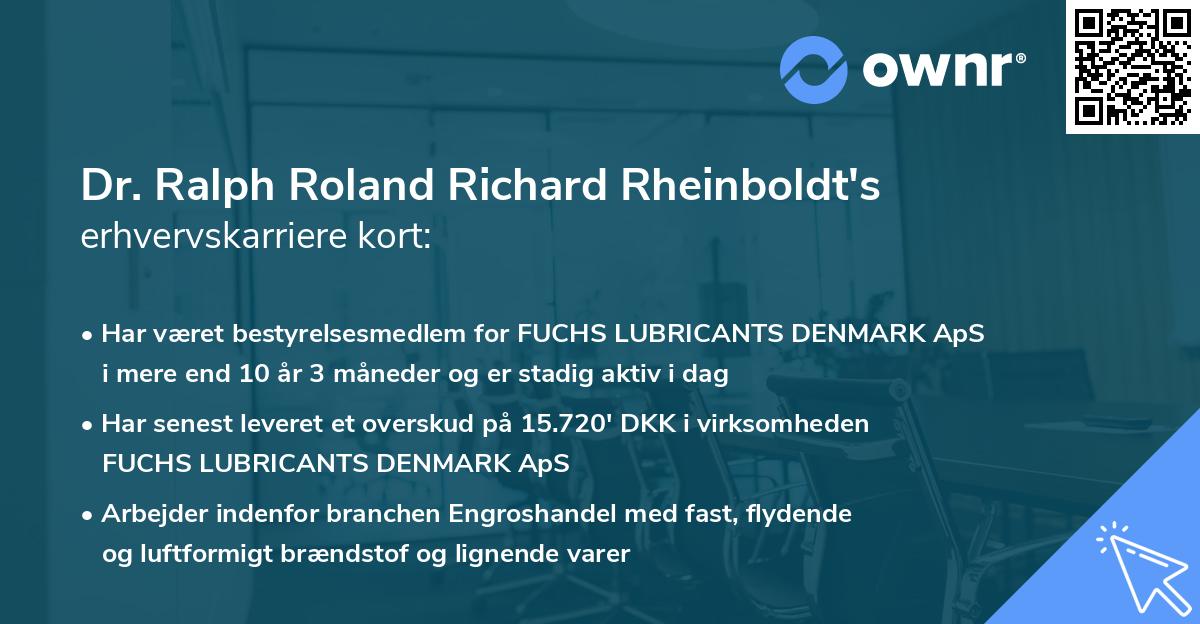 Dr. Ralph Roland Richard Rheinboldt's erhvervskarriere kort