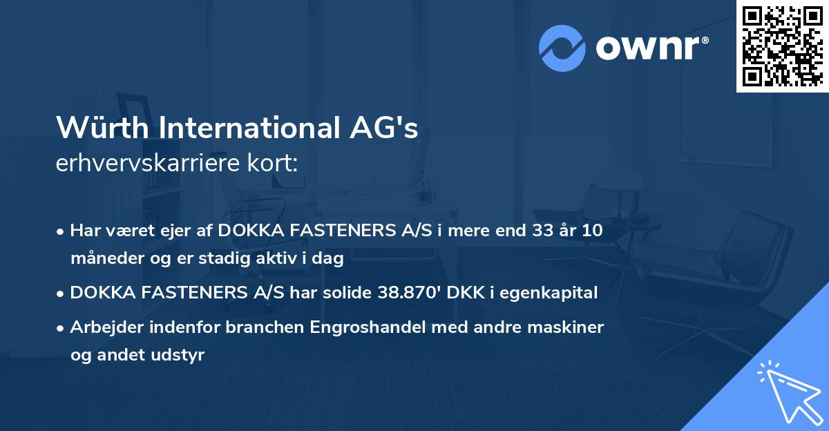 Würth International AG's erhvervskarriere kort