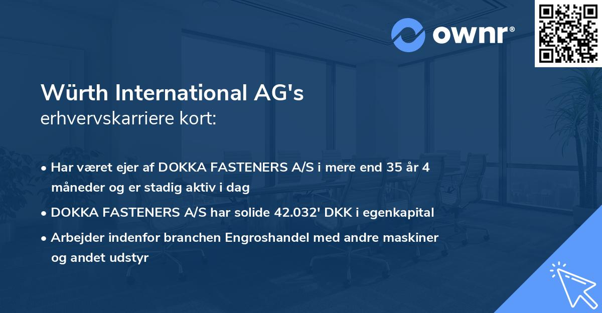 Würth International AG's erhvervskarriere kort