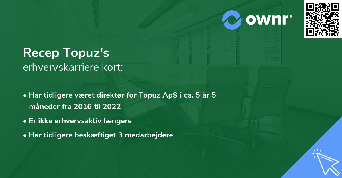 Recep Topuz's erhvervskarriere kort