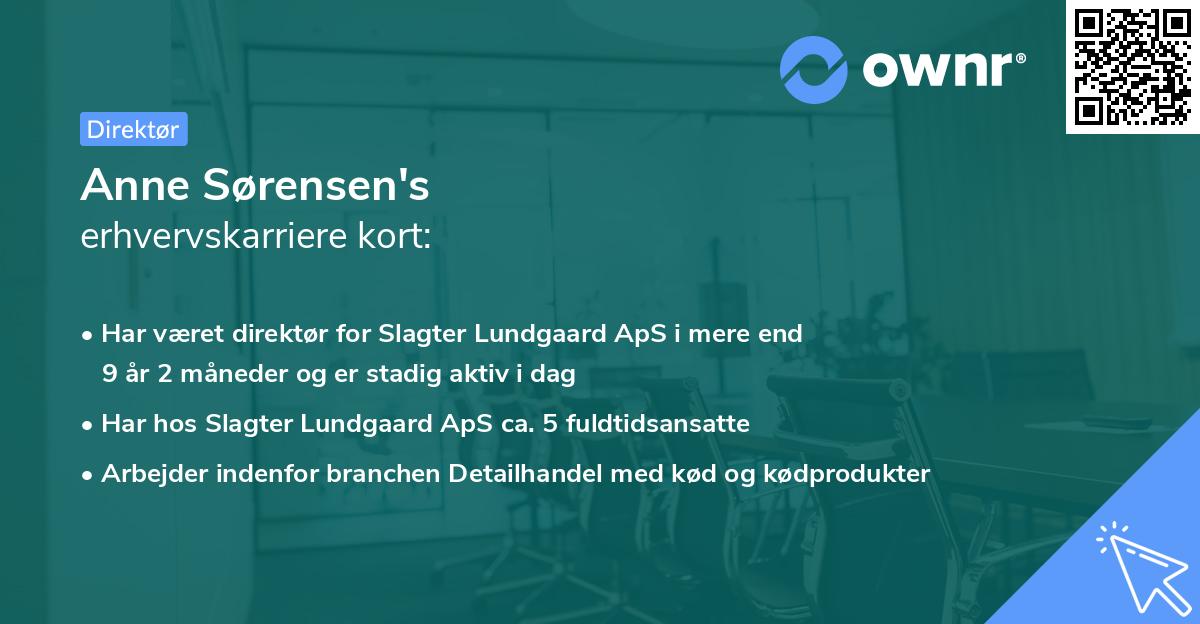 Anne Sørensen's erhvervskarriere kort