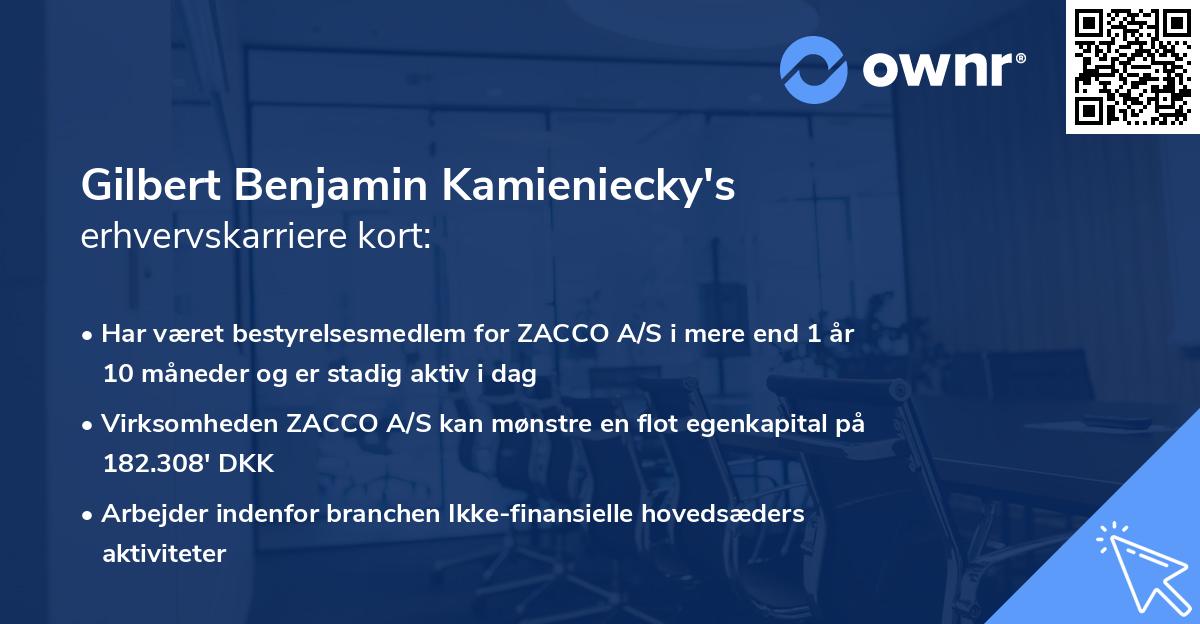 Gilbert Benjamin Kamieniecky's erhvervskarriere kort