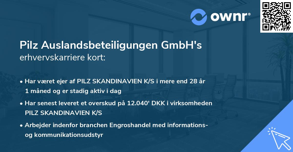 Pilz Auslandsbeteiligungen GmbH's erhvervskarriere kort