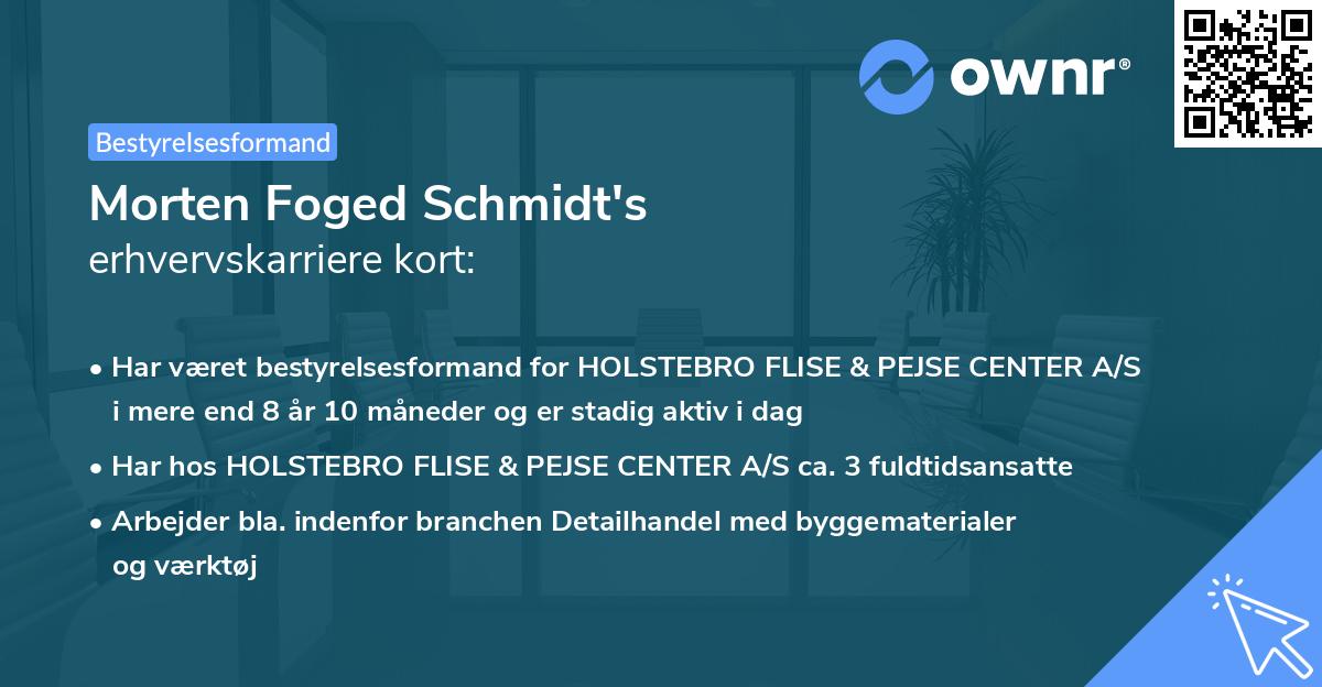 Morten Foged Schmidt's erhvervskarriere kort
