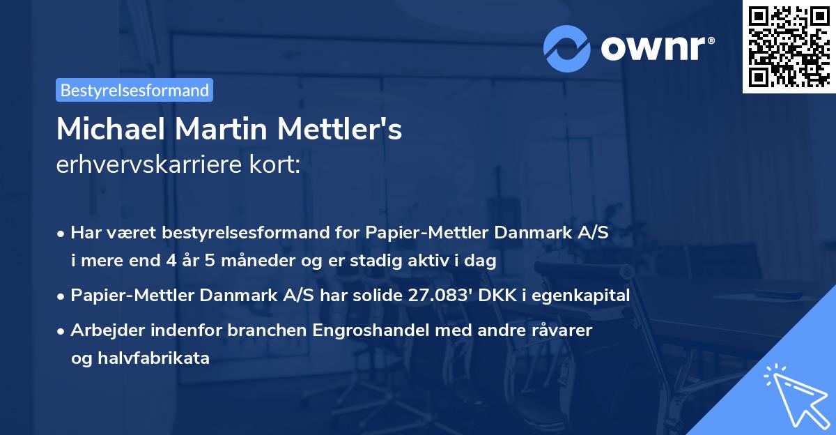 Michael Martin Mettler's erhvervskarriere kort