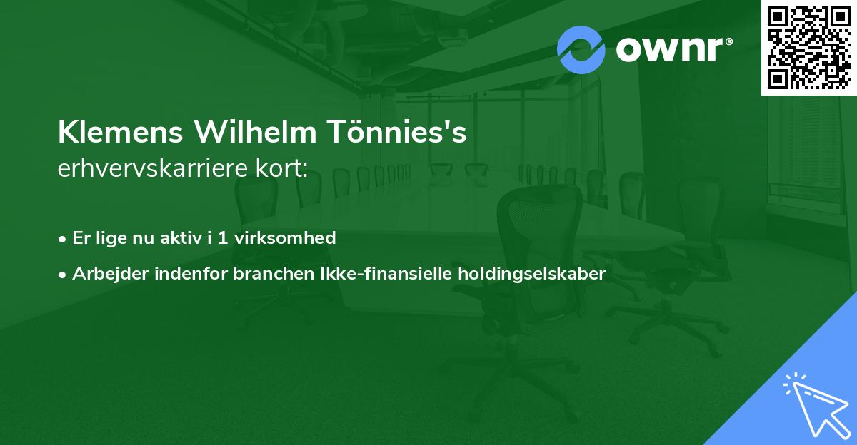 Klemens Wilhelm Tönnies's erhvervskarriere kort