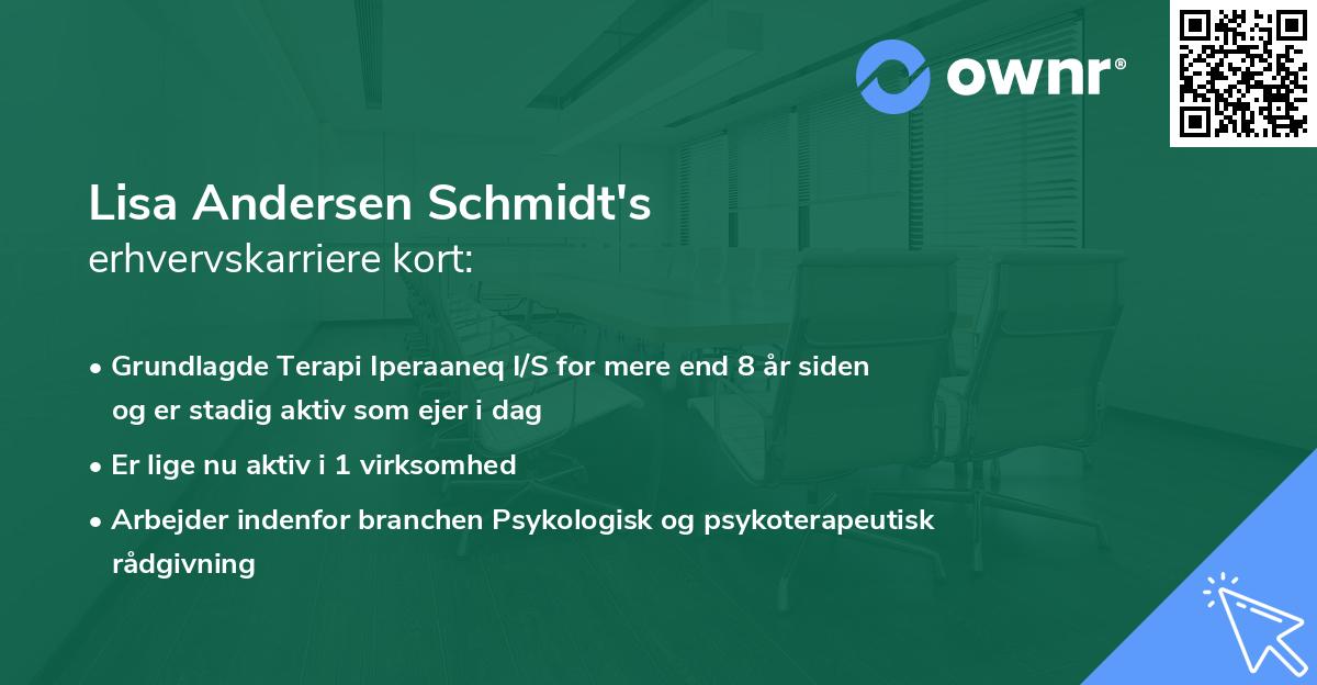 Lisa Andersen Schmidt's erhvervskarriere kort