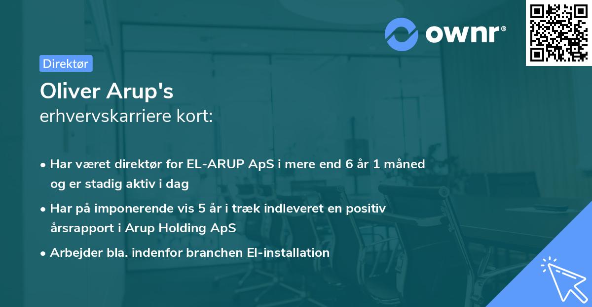 Oliver Arup's erhvervskarriere kort