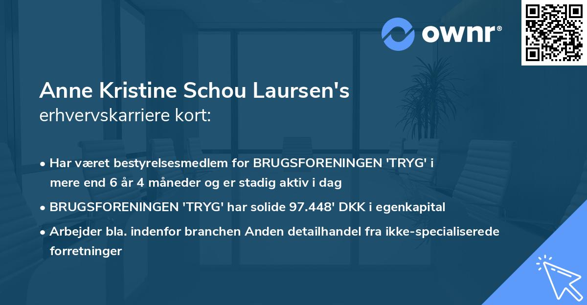 Anne Kristine Schou Laursen's erhvervskarriere kort