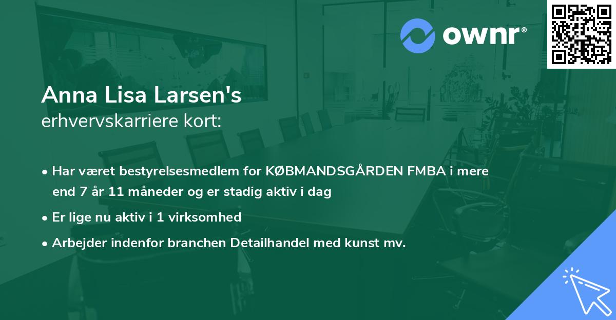 Anna Lisa Larsen's erhvervskarriere kort