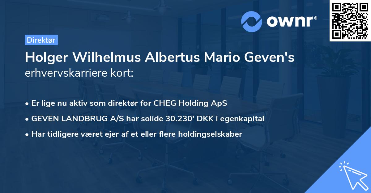 Holger Wilhelmus Albertus Mario Geven's erhvervskarriere kort