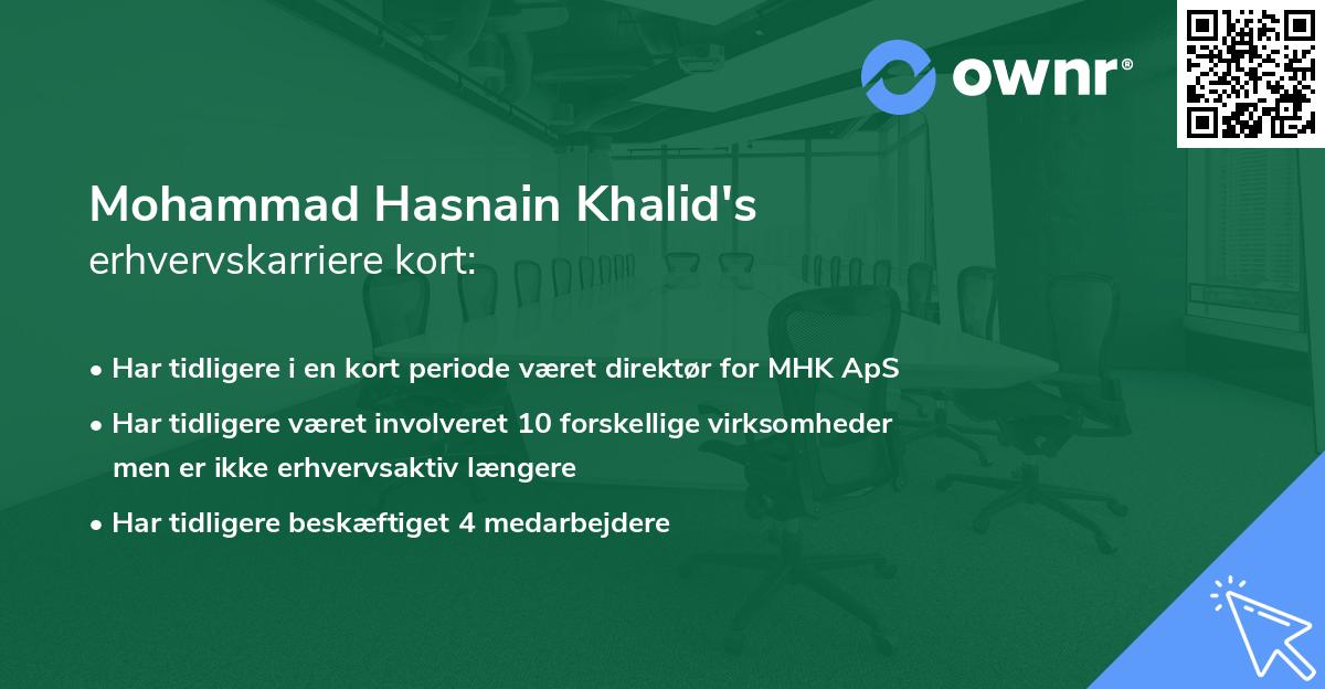 Mohammad Hasnain Khalid's erhvervskarriere kort